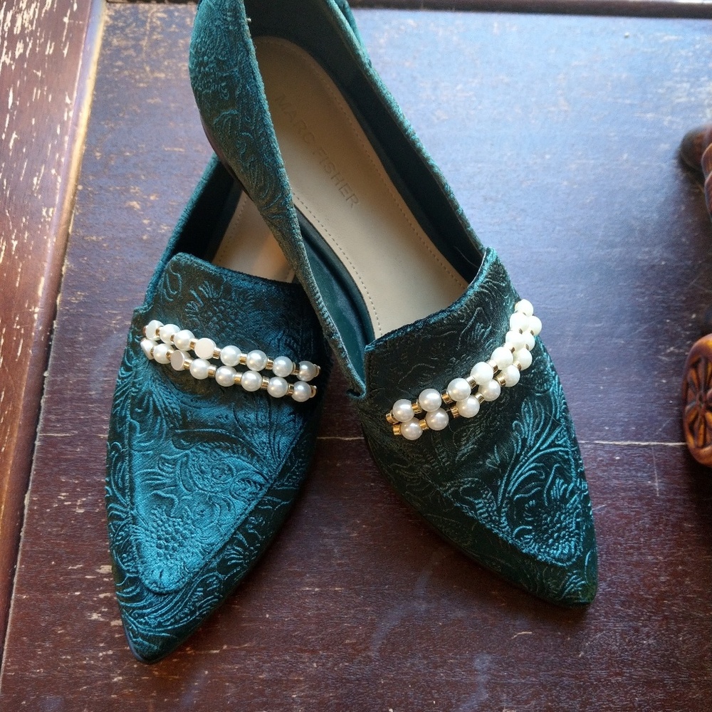 Green Velvet Loafers